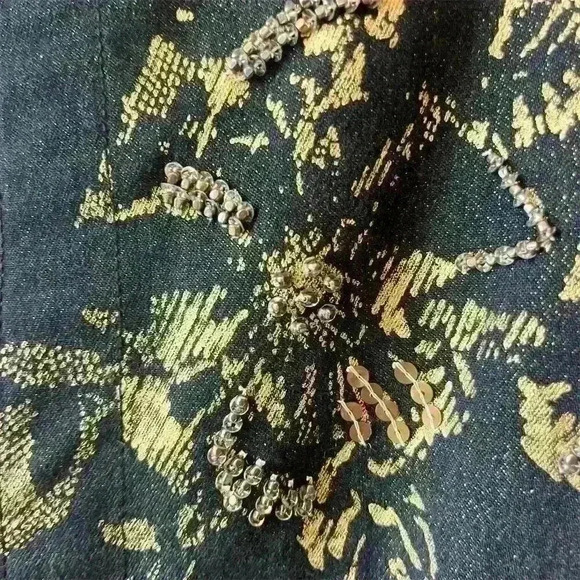 Keren Hart Women's Floral Embellished Jacket Black Gold Size M - Picture 5 of 7